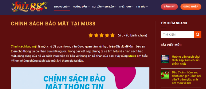 Chính Sách Bảo Mật Tại Mu88: Tạo Lập Niềm Tin và Bảo Vệ Thông Tin